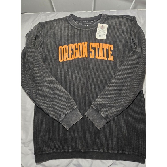 Oregon State Pressbox Women's Corduroy Sweatshirt Crewneck Black Large NWT - Picture 1 of 7